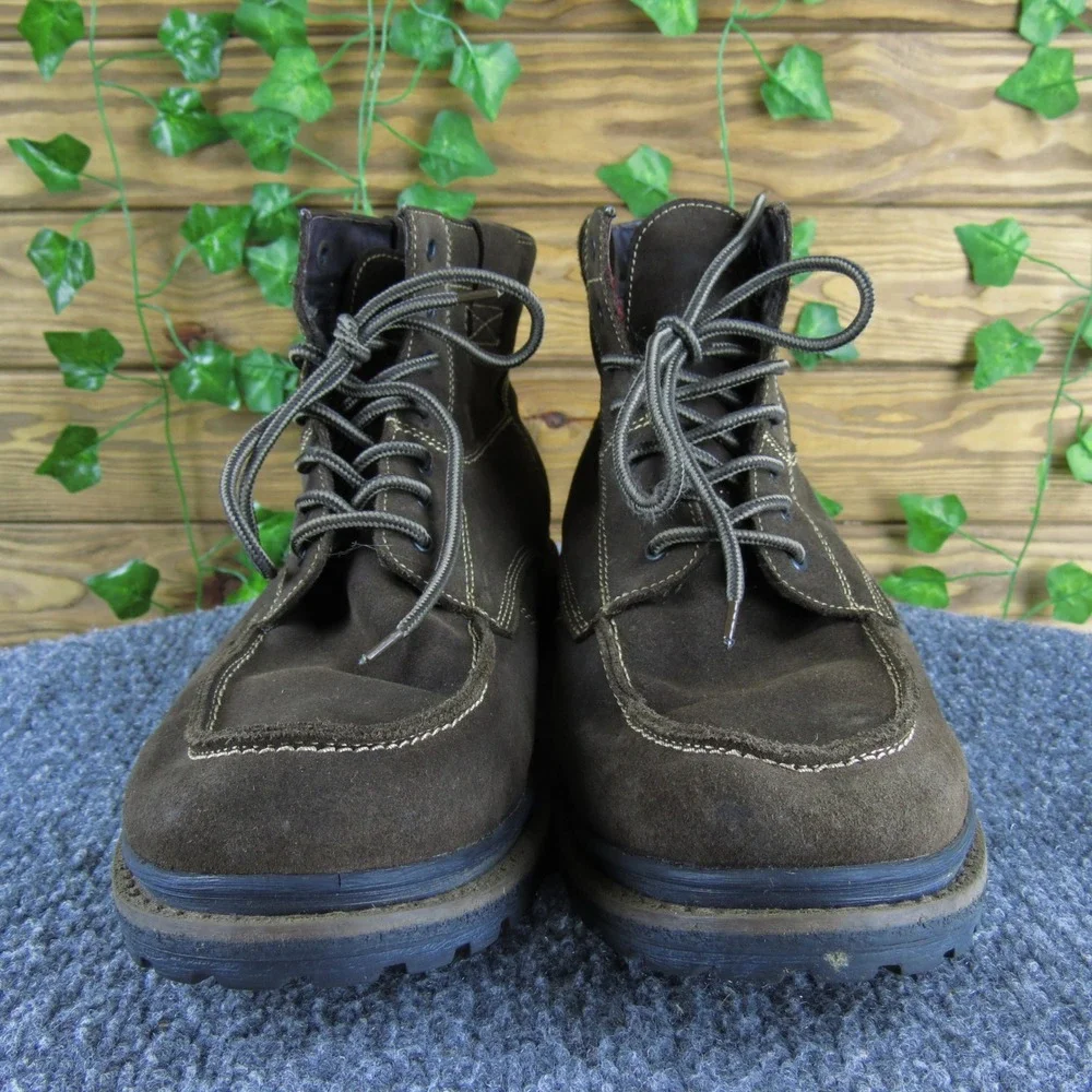Robert Wayne Men 42 Brown Suede Lace Up Ankle Boots‎ Casual Rugged Moc Toe